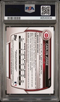 2023 Bowman Chrome Prospect Autographs Cpacj Carlos Jorge Purple PSA 10