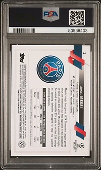 2022 Topps Uefa Club Competitions 1 Lionel Messi PSA 10