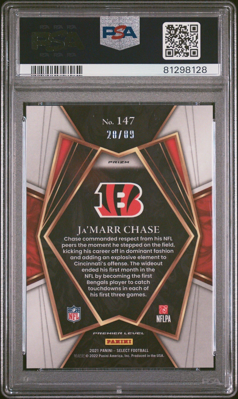 2021 Panini Select 147 Ja'marr Chase Dragon Scale PSA 10
