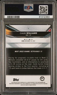 2022 Bowman's Best University 1 Caleb Williams Speckle Refractor PSA 10