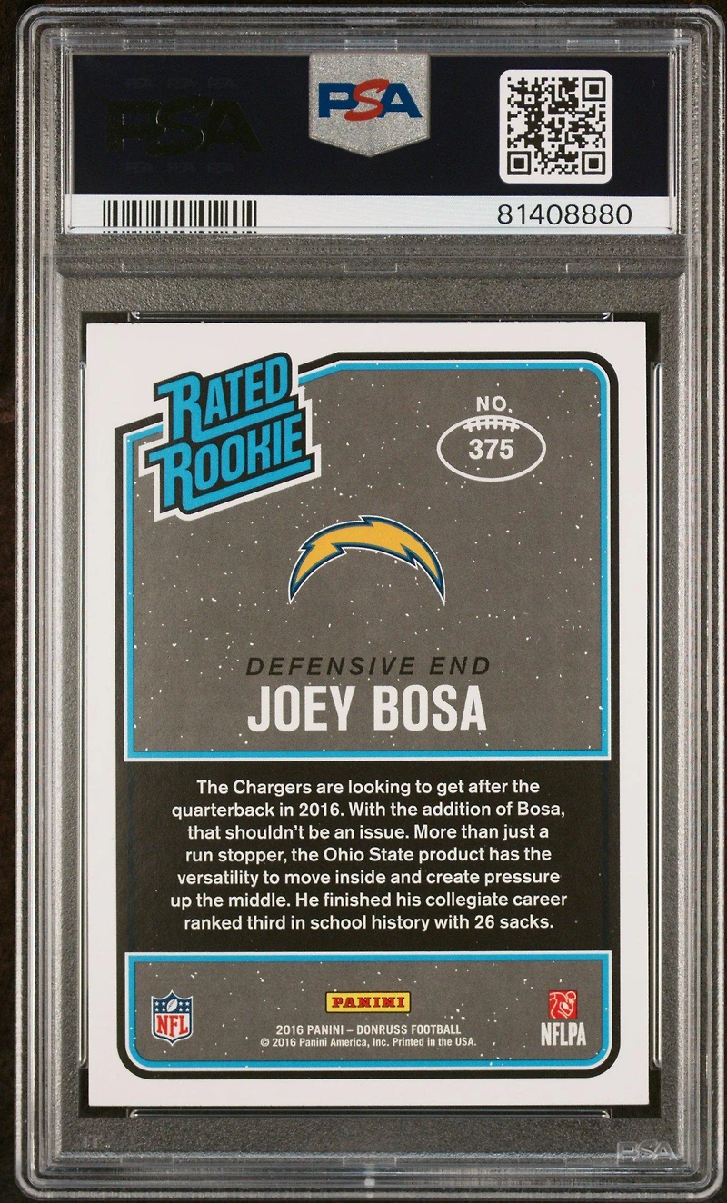 2016 Panini Donruss 375 Joey Bosa PSA 10