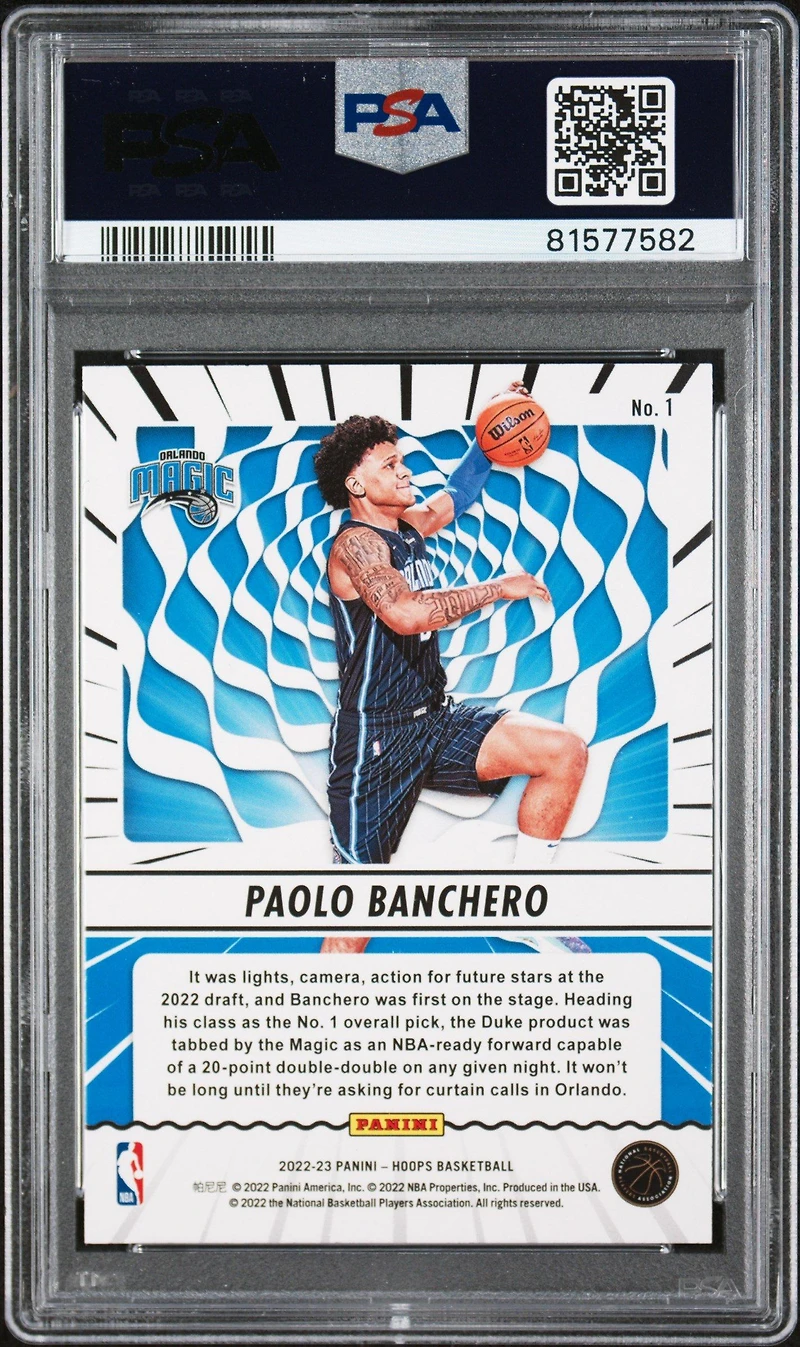 2022 Panini Nba Hoops Class Action 1 Paolo Banchero Holo PSA 10