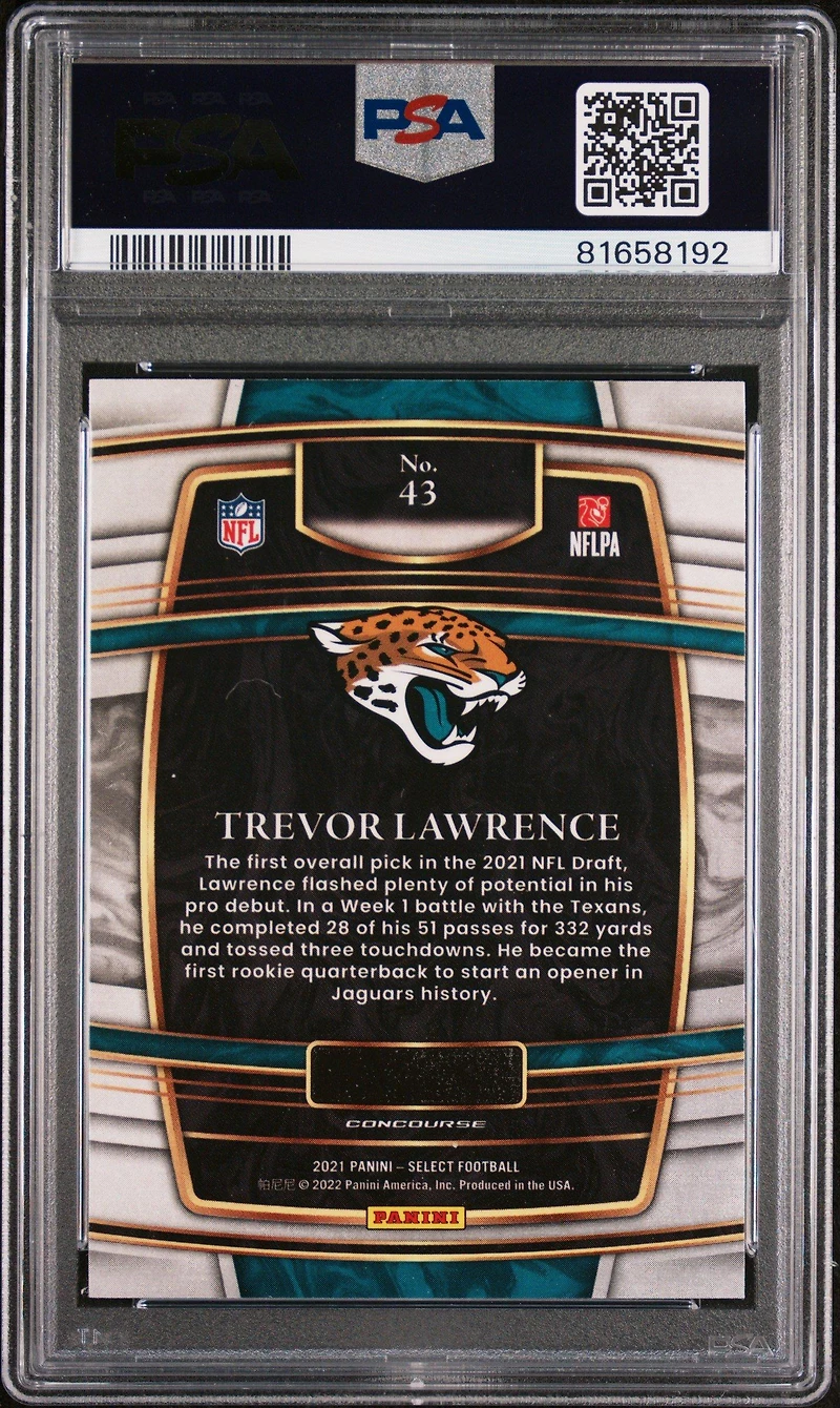 2021 Panini Select 43 Trevor Lawrence PSA