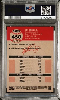2022 Topps Chrome Platinum Anniversary 450 Ken Griffey Jr. Platinum Toile Cream/gold Refractor PSA 10