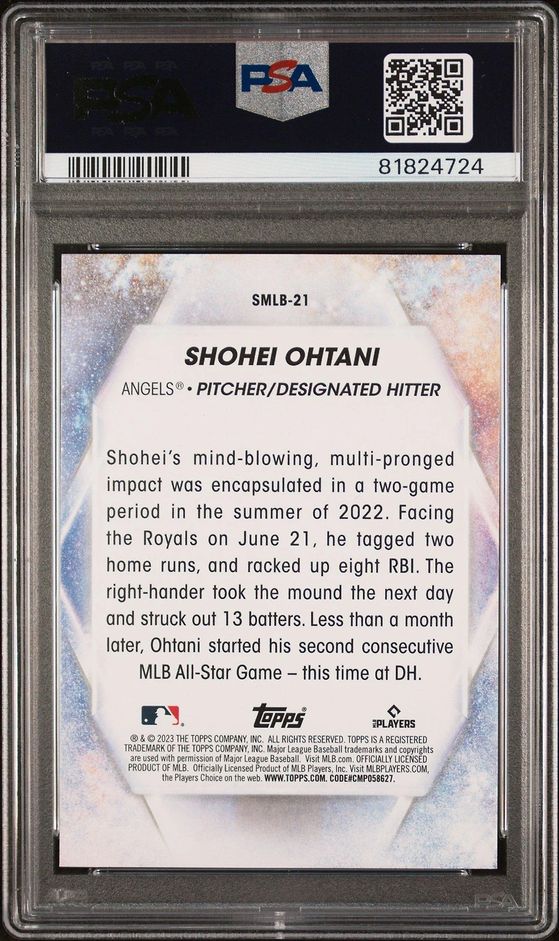 Topps Stars Of Mlb Smlb21 Shohei Ohtani PSA 10