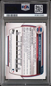 2023 Bowman Chrome Prospects Bcp3 Justin Crawford Blue Shimmer PSA 9