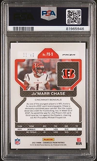 2021 Panini Chronicles Prizm Black Pb-9 Ja’marr Chase Green PSA 9