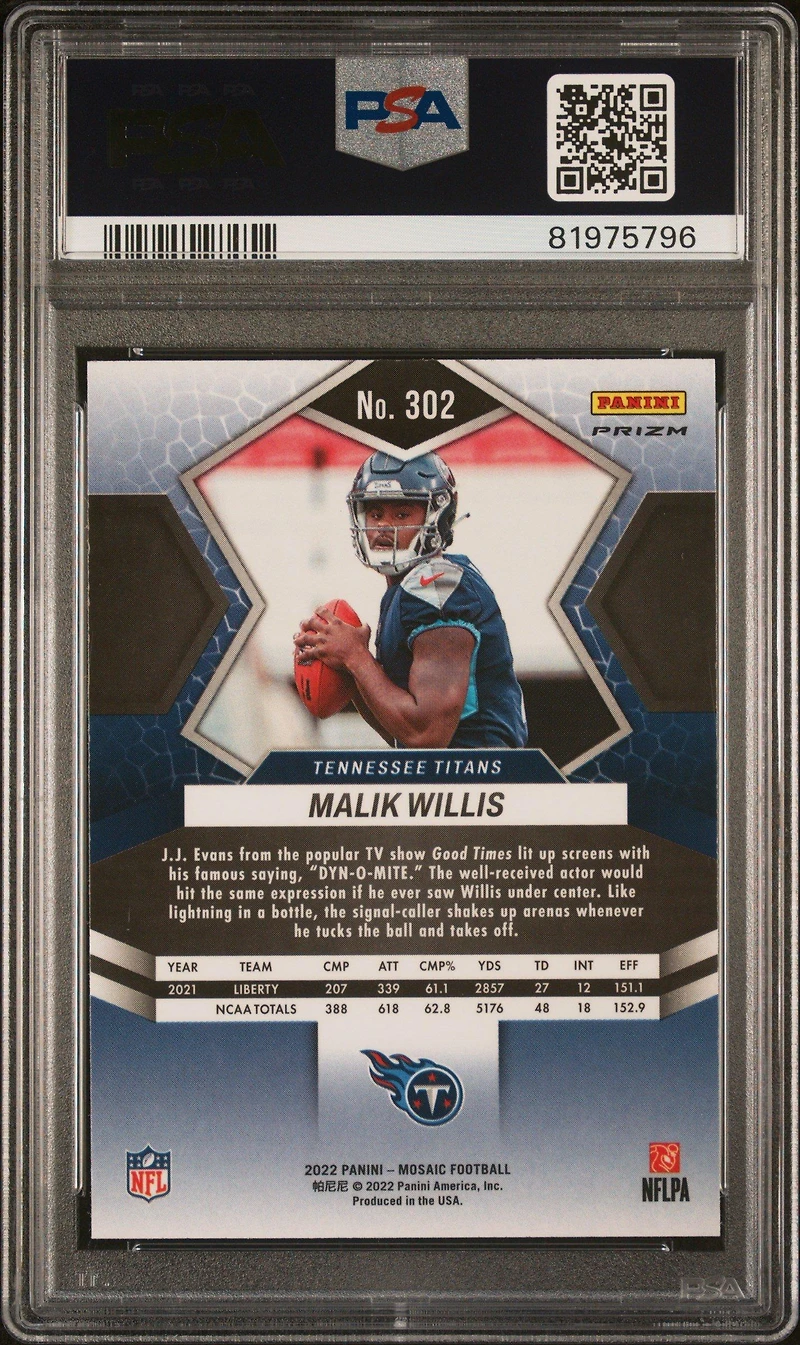 2022 Panini Mosaic 302 Malik Willis Camo Pink PSA 10