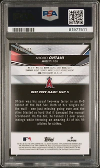 2022 Bowman's Best 25 Shohei Ohtani Mini Diamond Refractor PSA 10