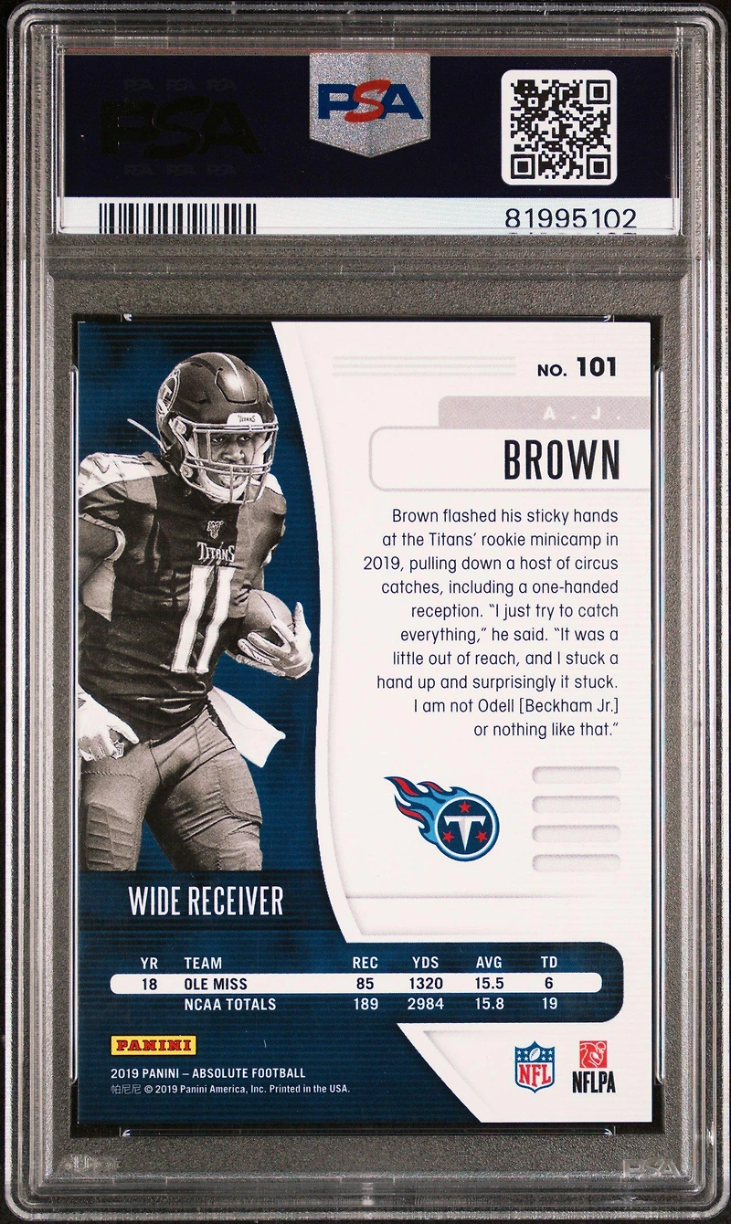 2019 Panini Absolute 101 A.j. Brown Spectrum Green PSA NM-MT+ 8.5