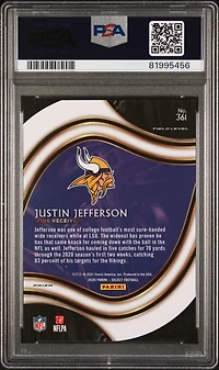 2020 Panini Select 361 Justin Jefferson Die-cut Neon Green Prizm PSA 10