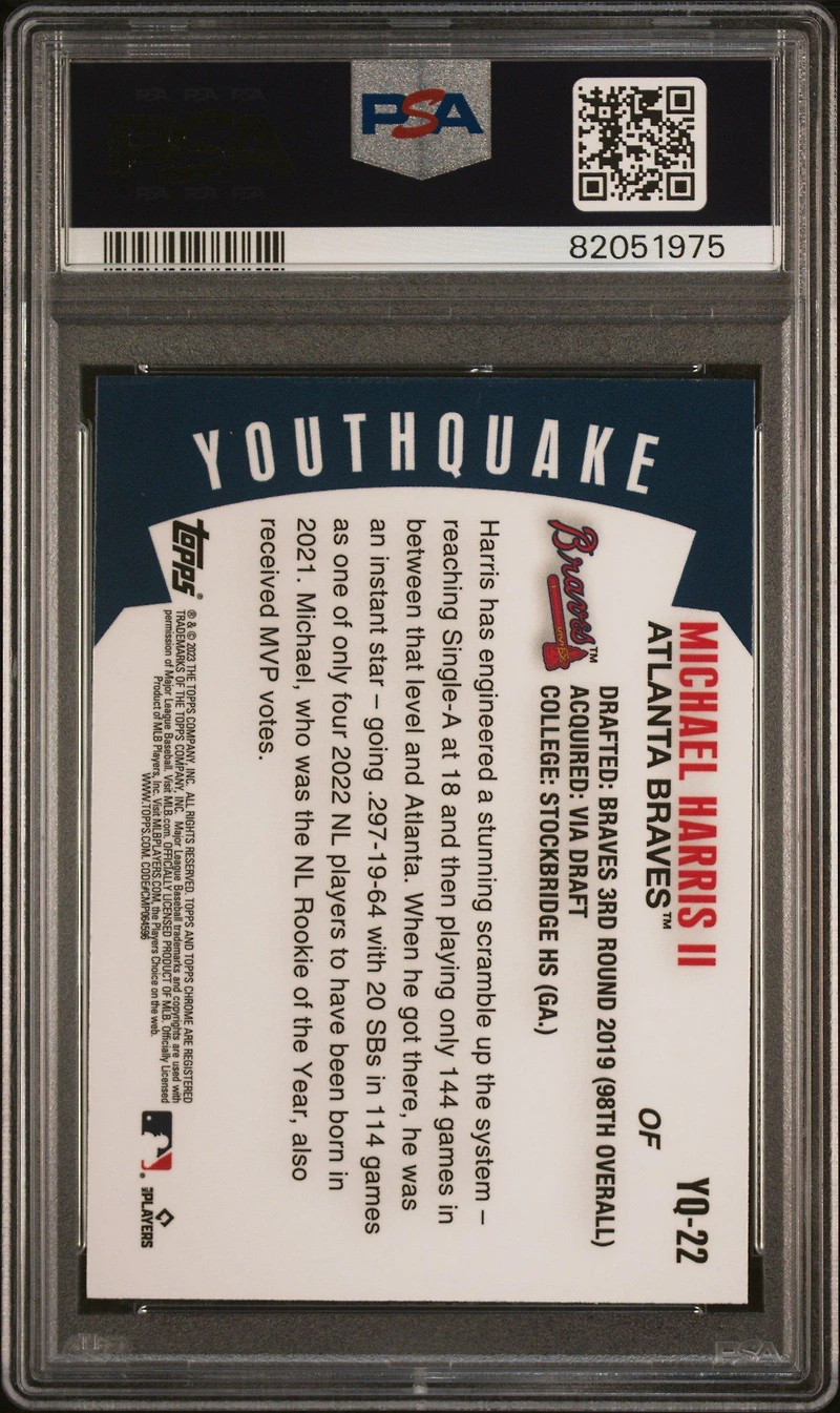 2023 Topps Chrome Youthquake Yq22 Michael Harris Ii PSA 10