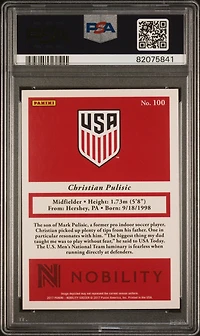2017 Panini Nobility 100 Christian Pulisic Red PSA 9