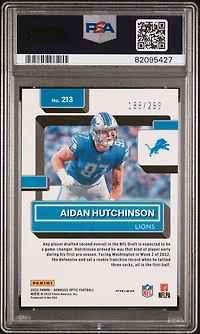 2022 Panini Donruss Optic 213 Aidan Hutchinson Aqua PSA 10