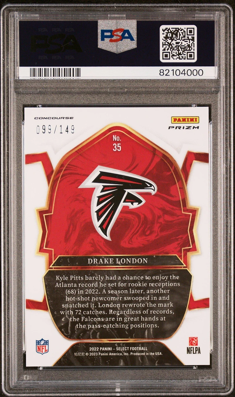 2022 Panini Select 35 Drake London Maroon Prizm PSA 10