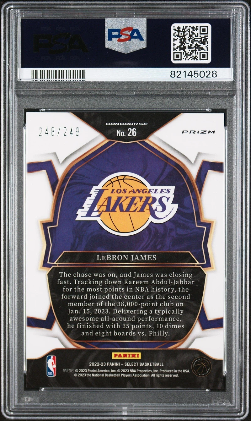 2022 Panini Select 26 Lebron James Blue Scope PSA 10