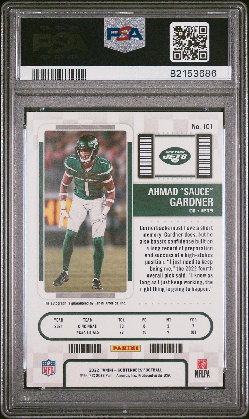 2022 Panini Contenders 101 Ahmad Gardner PSA 10