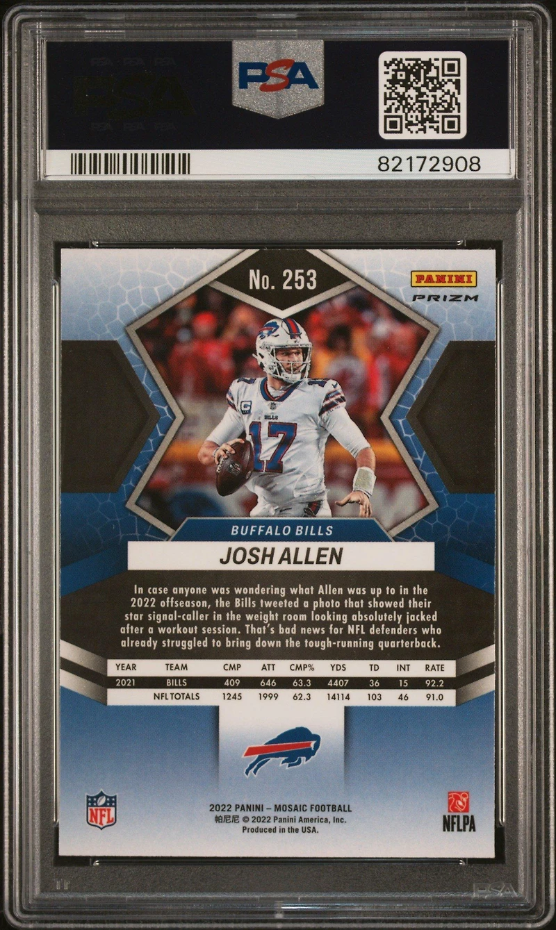 2022 Panini Mosaic 253 Josh Allen Reactive Orange PSA 10
