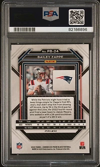 2022 Panini Chronicles Prizm Black Pb24 Bailey Zappe Silver PSA 10