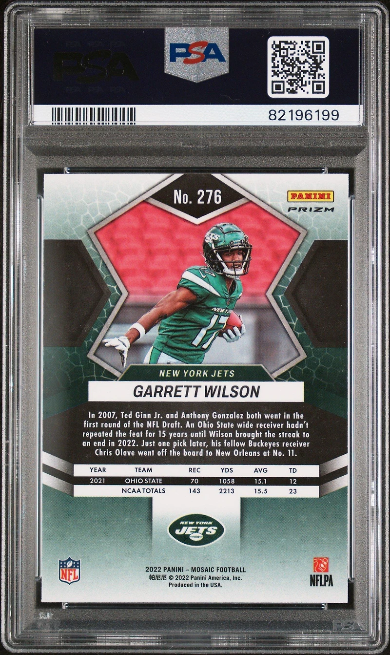 2022 Panini Mosaic 276 Garrett Wilson Genesis PSA