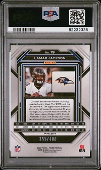 2022 Panini Prizm 19 Lamar Jackson Pandora PSA 10