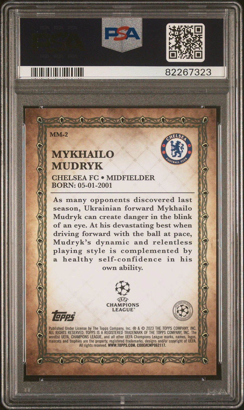 2022-23 Topps Merlin Chrome Uefa Club Competitions Merlin's Masters Mm2 Mykhailo Mudryk PSA 9