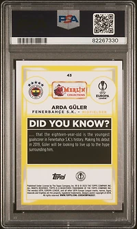 2022-23 Topps Merlin Chrome Uefa Club Competitions 43 Arda Guler PSA 10