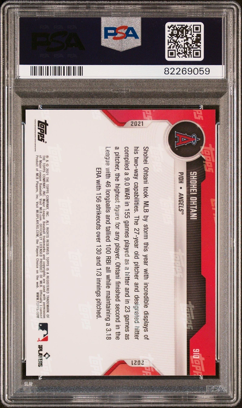 2021 Topps Now 910 Shohei Ohtani PSA 10