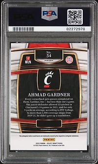2022 Panini Select Draft Picks 54 Ahmad “sauce” Gardner Red Lazer Prizm PSA 10