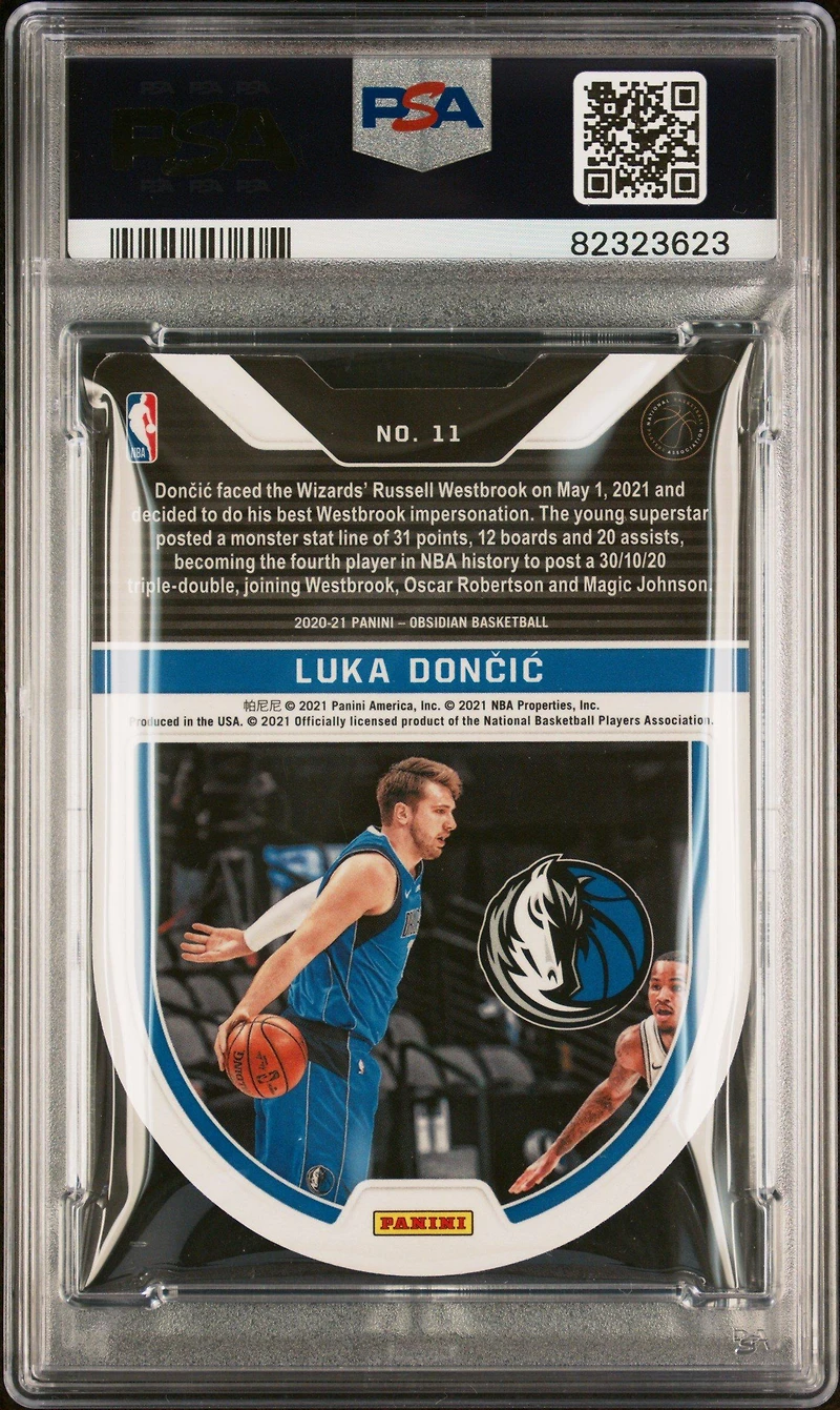 2020 Panini Obsidian Tunnel Vision 11 Luka Doncic Electric Etch Red Flood PSA 9
