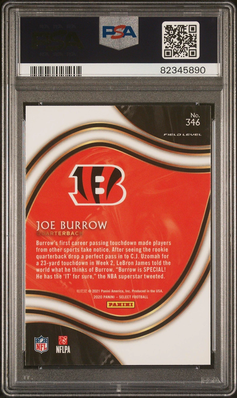 2020 Panini Select 346 Joe Burrow PSA 10
