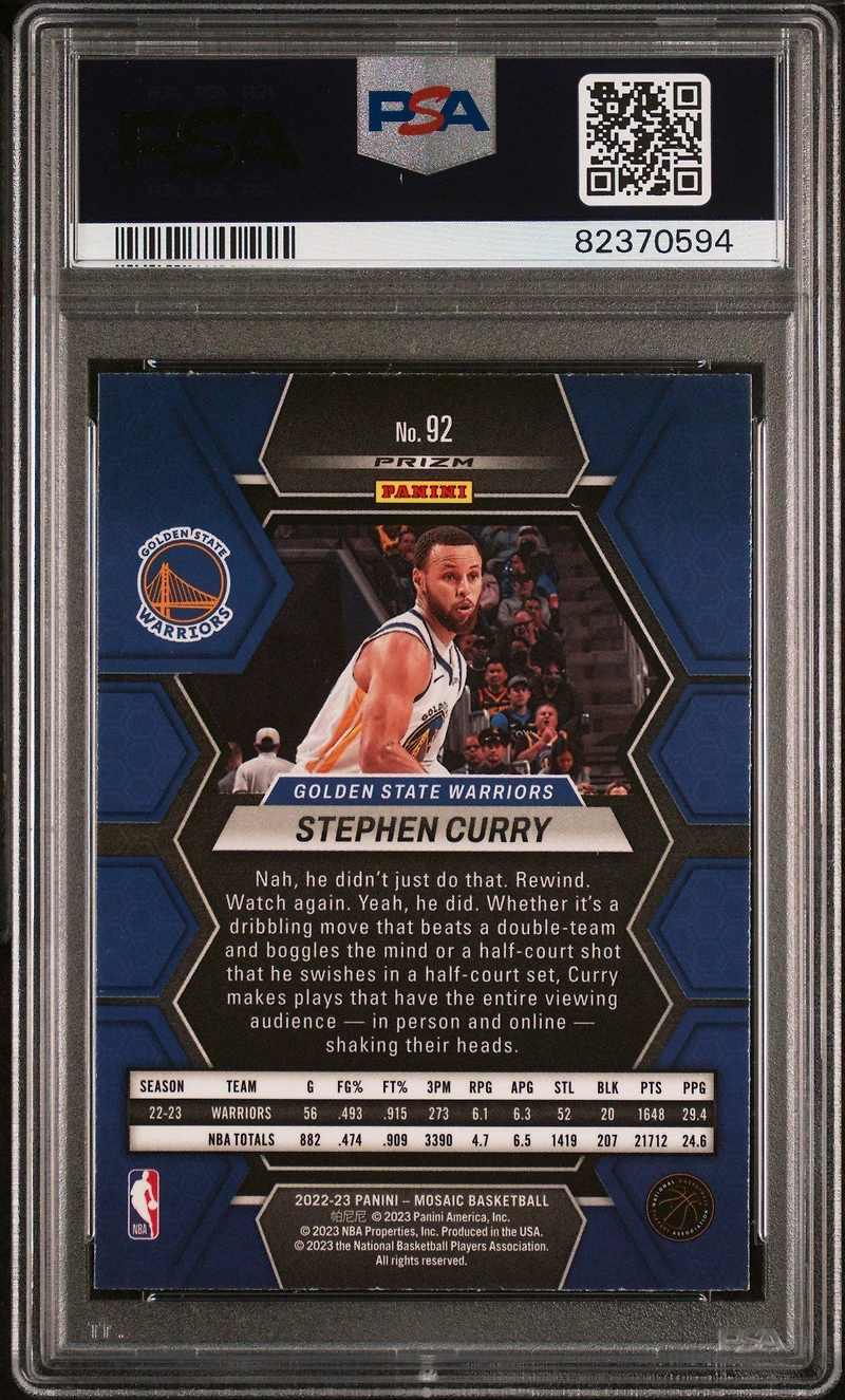 2022 Panini Mosaic 92 Stephen Curry Mosaic PSA 8