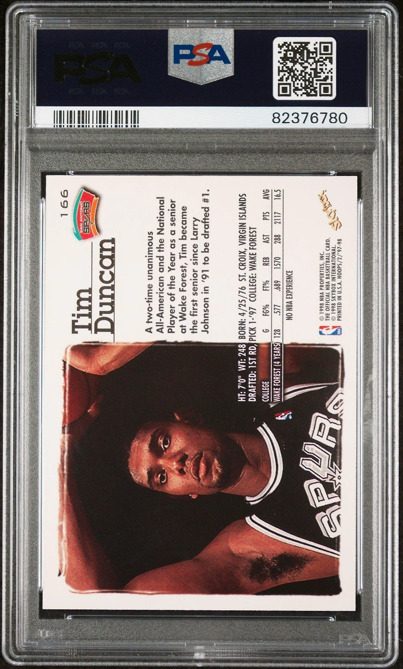 1997 Hoops 166 Tim Duncan PSA 10