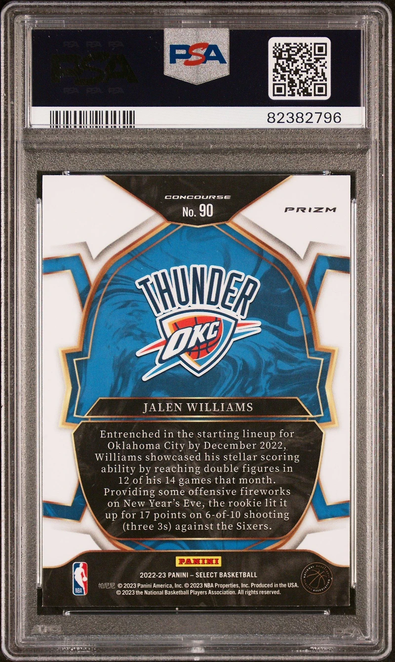 2022 Panini Select 90 Jalen Williams Red Cracked Ice PSA 9