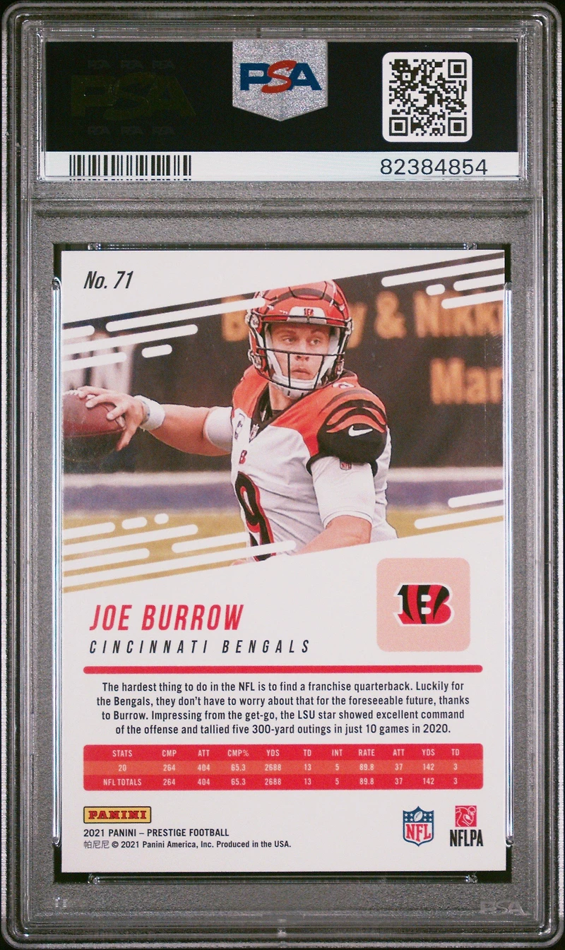 2021 Panini Prestige 71 Joe Burrow PSA 10