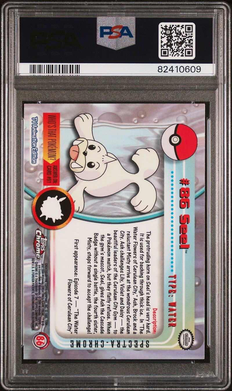 2000 Topps Chrome Pokemon T.v. 86 Seel Spectra PSA 9