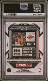 2022 Panini Prizm Monopoly 40 Lebron James Red Money Shimmer PSA 10