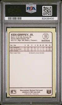 1989 Donruss Baseball's Best 192 Ken Griffey Jr. PSA 9