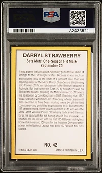 1987 Donruss Highlights 42 Darryl Strawberry PSA 10