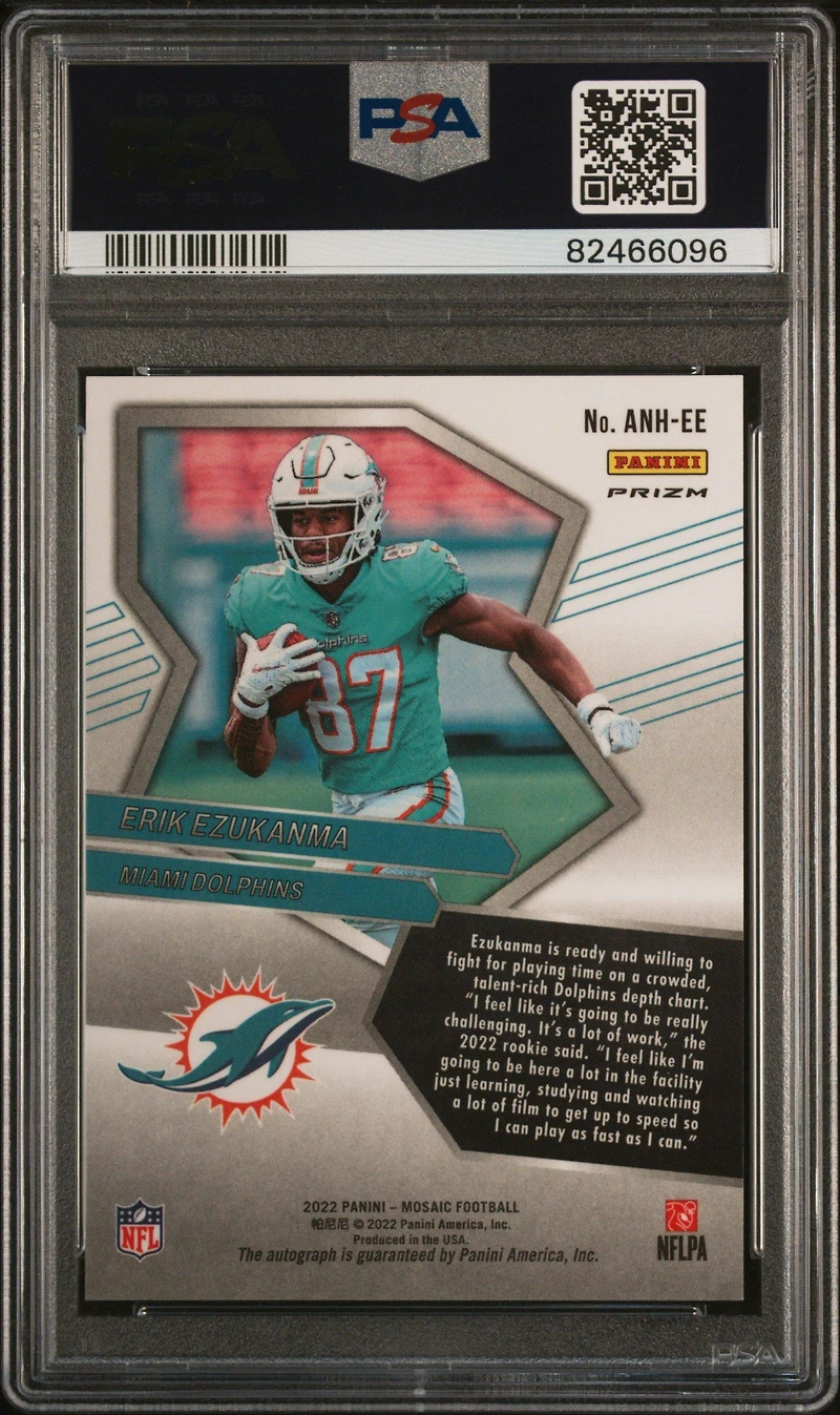 2022 Panini Mosaic Autographs No Huddle Anhee Erik Ezukanma PSA 10
