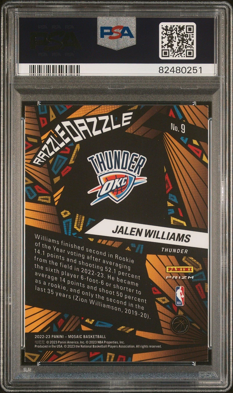 2022 Panini Mosaic Razzle Dazzle 9 Jalen Williams PSA 9