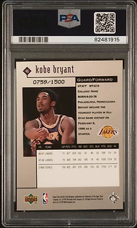 1998 Upper Deck Black Diamond 46 Kobe Bryant Triple PSA 8