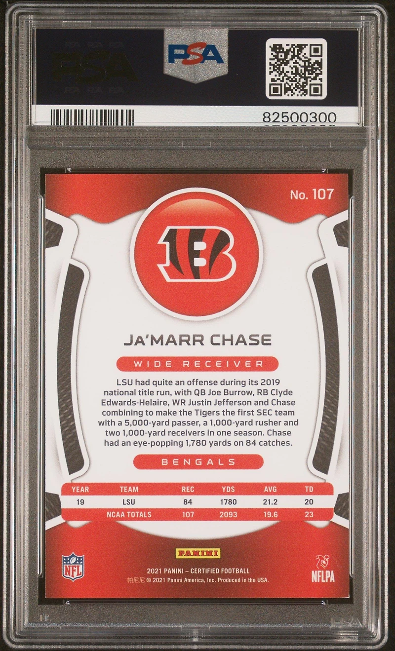 2021 Panini Certified 107 Ja'marr Chase Mirror PSA 9