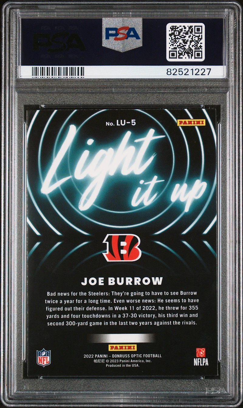2022 Panini Donruss Optic Light It Up Lu5 Joe Burrow PSA 10