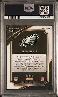 2022 Panini Select 307 Jalen Hurts Red Disco Prizm PSA 10