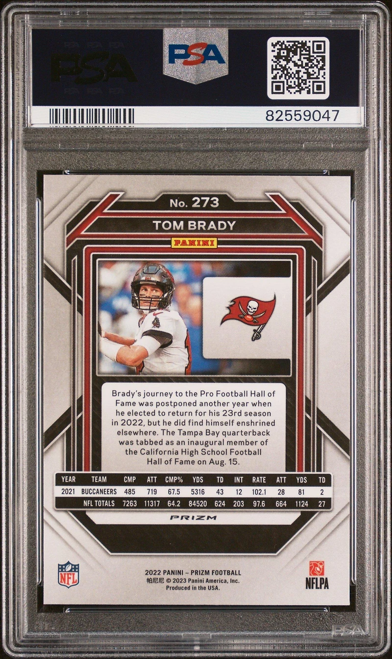 2022 Panini Prizm 273 Tom Brady Black & Red Checker PSA 10
