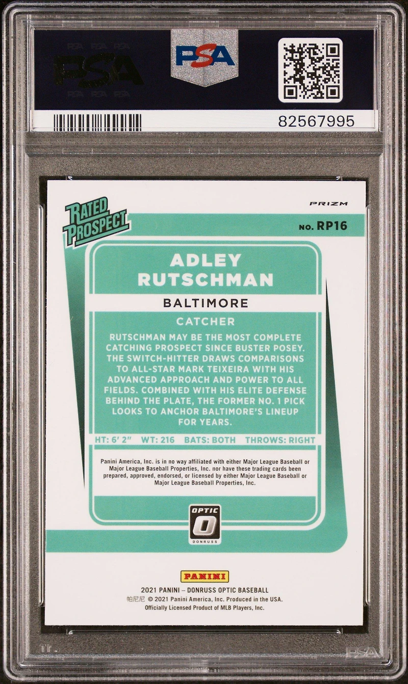 2021 Panini Donruss Optic Rated Prospect Rp16 Adley Rutschman PSA 9