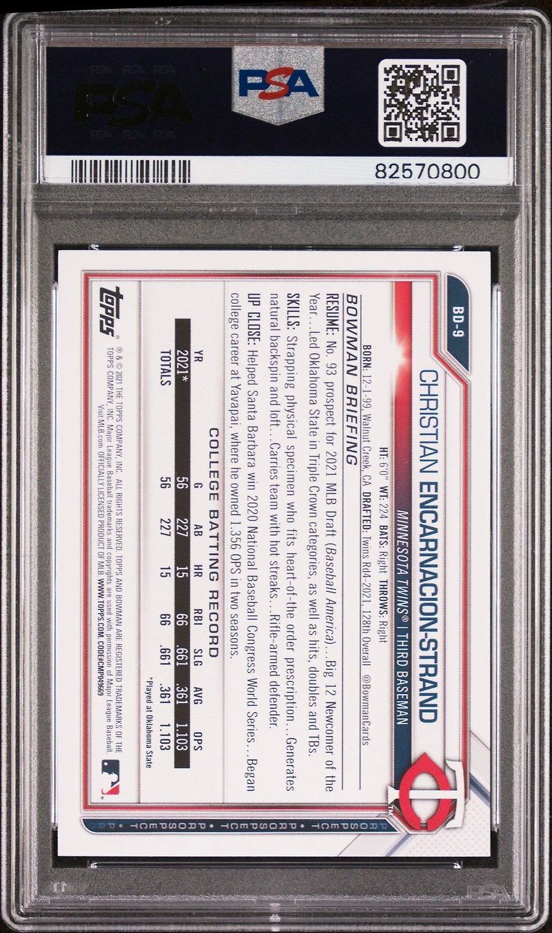 2021 Bowman Draft Bd9 Christian Encarnacion-strand PSA 10