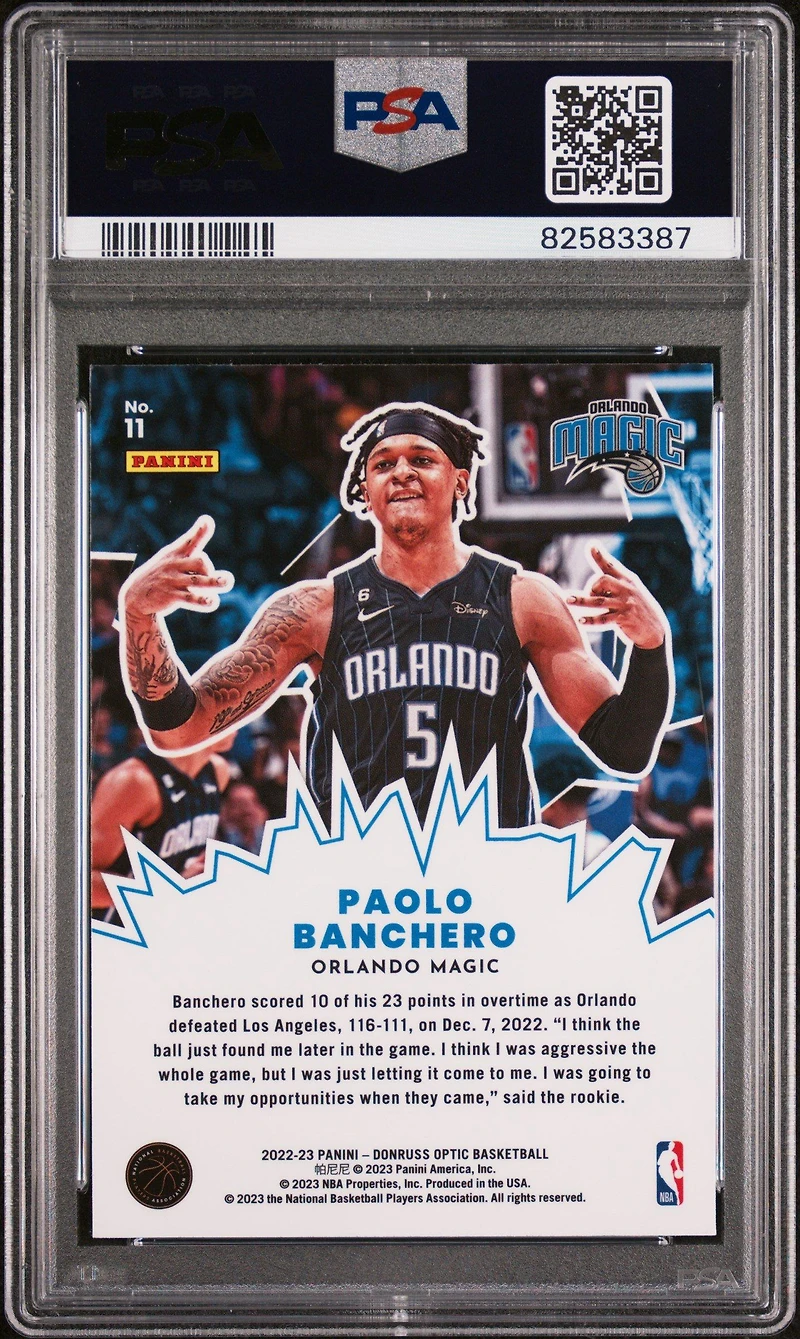 2022 Panini Donruss Optic My House 11 Paolo Banchero PSA 10