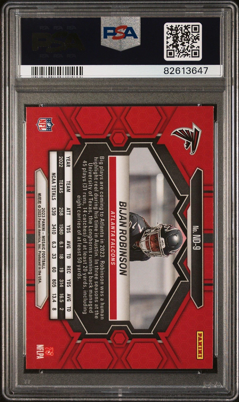2023 Panini Mosaic Nfl Debut Nd9 Bijan Robinson PSA 10